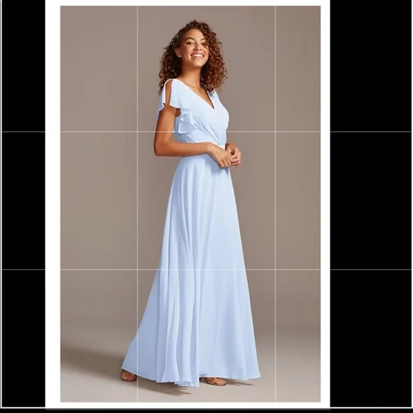 David's Bridal | Dresses | Davids Bridal Flutter Sleeve Full Skirt Dress |  Poshmark
